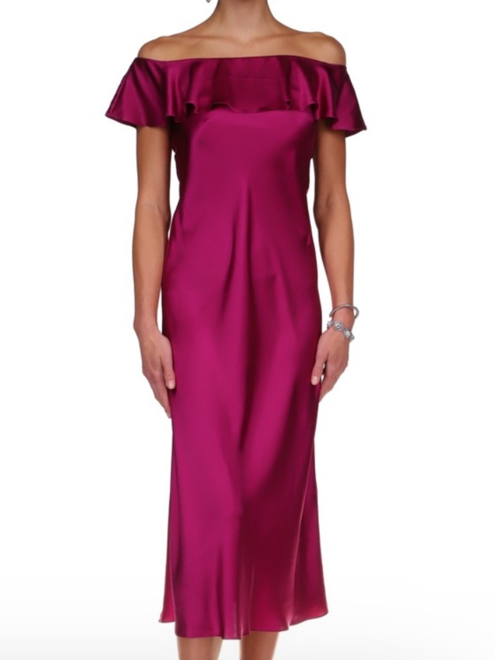 DANNIJO BY MAGGIE OFF THE SHOULDER BERRY MIDI DRESS XSMALL NEW WITH TAGS